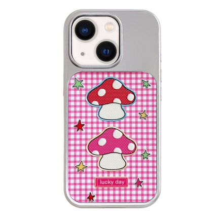 Electroplated Silver Frame Glitter Embossed Phone Case, For iPhone 13 / 14