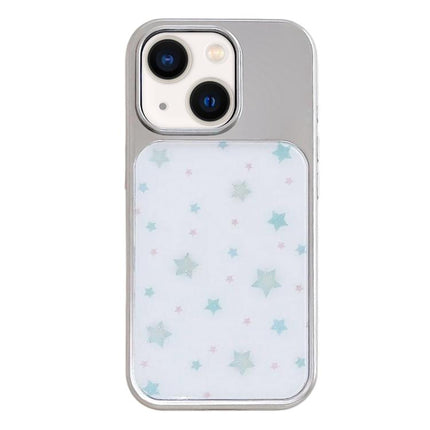 Electroplated Silver Frame Glitter Embossed Phone Case, For iPhone 13 / 14