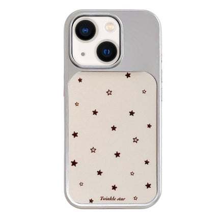 Electroplated Silver Frame Glitter Embossed Phone Case, For iPhone 13 / 14