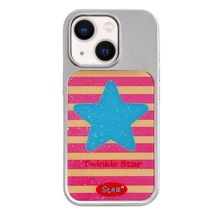 Electroplated Silver Frame Glitter Embossed Phone Case, For iPhone 13 / 14