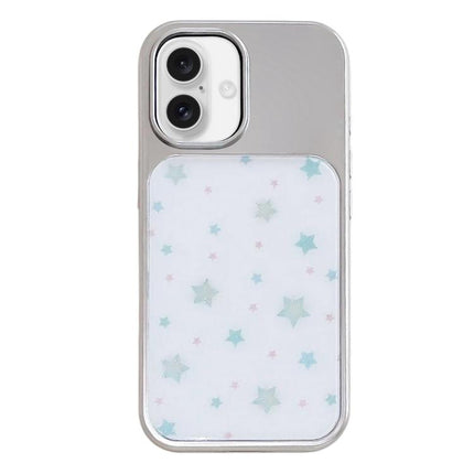 Electroplated Silver Frame Glitter Embossed Phone Case, For iPhone 17