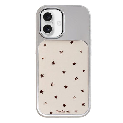 Electroplated Silver Frame Glitter Embossed Phone Case, For iPhone 17