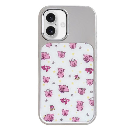 Electroplated Silver Frame Glitter Embossed Phone Case, For iPhone 17