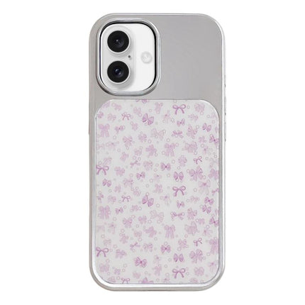 Electroplated Silver Frame Glitter Embossed Phone Case, For iPhone 17