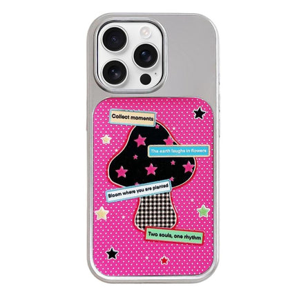 Electroplated Silver Frame Glitter Embossed Phone Case, For iPhone 16 Pro Max
