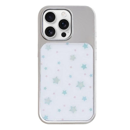 Electroplated Silver Frame Glitter Embossed Phone Case, For iPhone 16 Pro