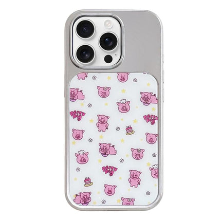 Electroplated Silver Frame Glitter Embossed Phone Case, For iPhone 16 Pro