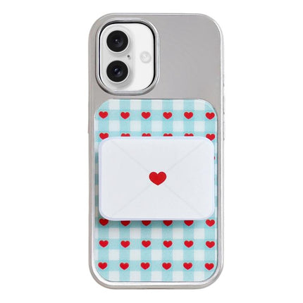 Electroplated Silver Frame Glitter Embossed Phone Case, For iPhone 16
