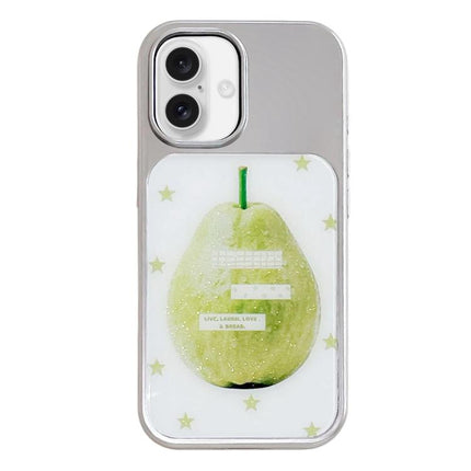 Electroplated Silver Frame Glitter Embossed Phone Case, For iPhone 16