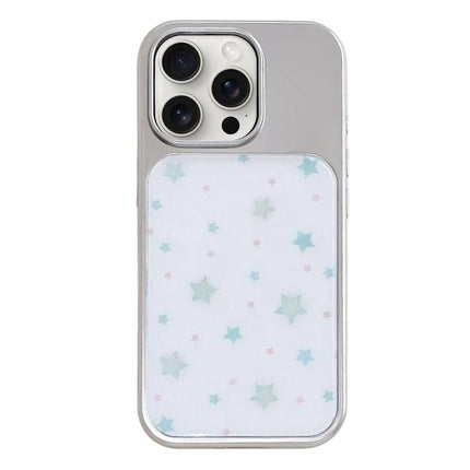 Electroplated Silver Frame Glitter Embossed Phone Case, For iPhone 15 Pro Max
