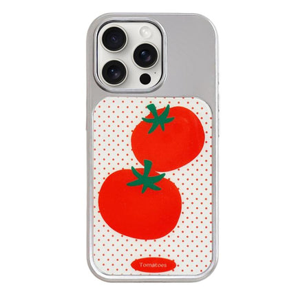 Electroplated Silver Frame Glitter Embossed Phone Case, For iPhone 15 Pro Max