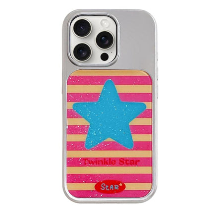 Electroplated Silver Frame Glitter Embossed Phone Case, For iPhone 15 Pro Max