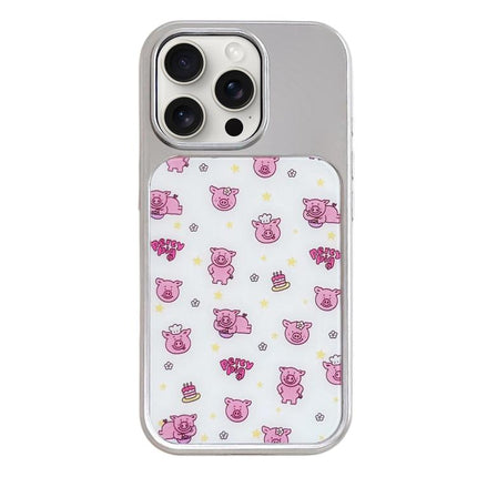 Electroplated Silver Frame Glitter Embossed Phone Case, For iPhone 15 Pro Max