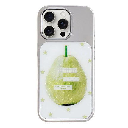 Electroplated Silver Frame Glitter Embossed Phone Case, For iPhone 15 Pro