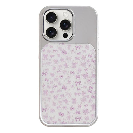 Electroplated Silver Frame Glitter Embossed Phone Case, For iPhone 15 Pro