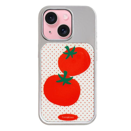 Electroplated Silver Frame Glitter Embossed Phone Case, For iPhone 15