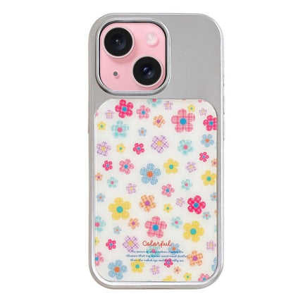 Electroplated Silver Frame Glitter Embossed Phone Case, For iPhone 15