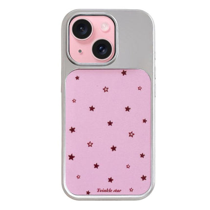 Electroplated Silver Frame Glitter Embossed Phone Case, For iPhone 15
