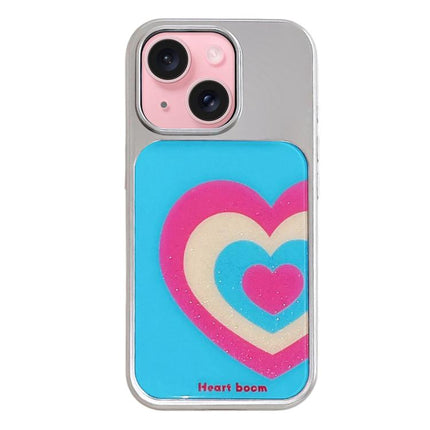 Electroplated Silver Frame Glitter Embossed Phone Case, For iPhone 15