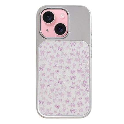 Electroplated Silver Frame Glitter Embossed Phone Case, For iPhone 15