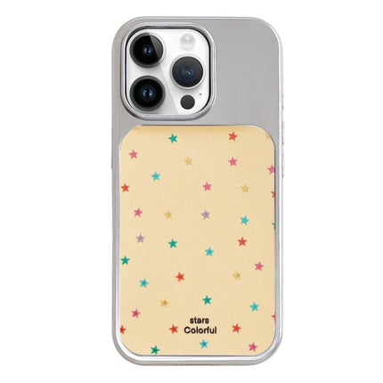 Electroplated Silver Frame Glitter Embossed Phone Case, For iPhone 14 Pro