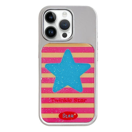 Electroplated Silver Frame Glitter Embossed Phone Case, For iPhone 14 Pro