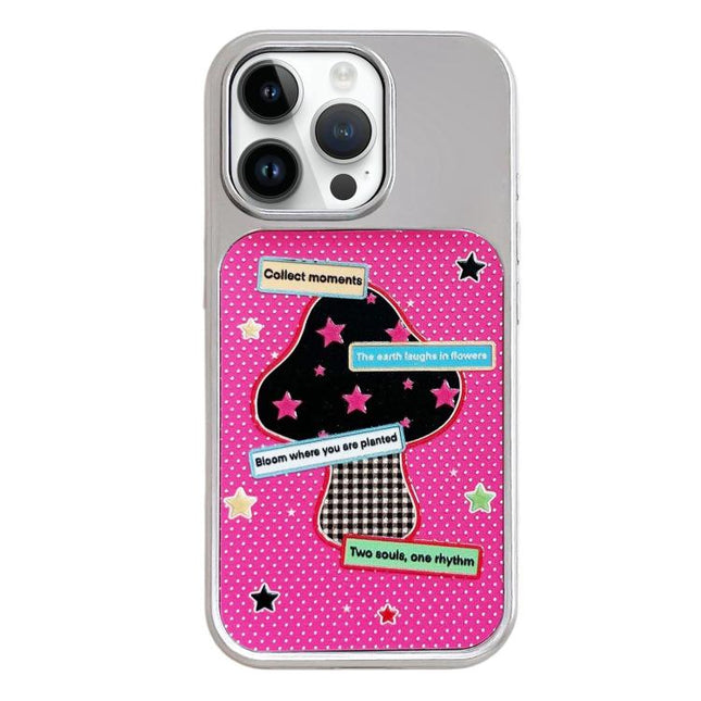 Electroplated Silver Frame Glitter Embossed Phone Case, For iPhone 14 Pro Max