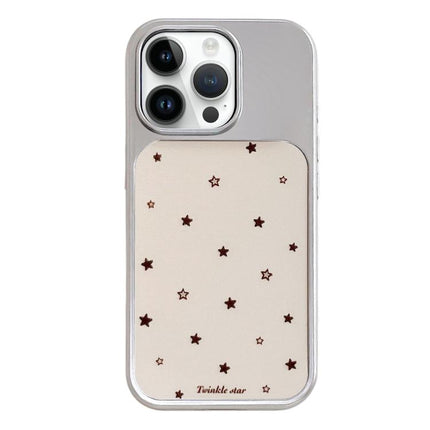 Electroplated Silver Frame Glitter Embossed Phone Case, For iPhone 14 Pro Max