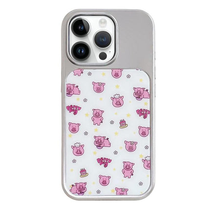Electroplated Silver Frame Glitter Embossed Phone Case, For iPhone 14 Pro Max