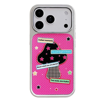 Electroplated Silver Frame Glitter Embossed Phone Case, For iPhone 17 Pro