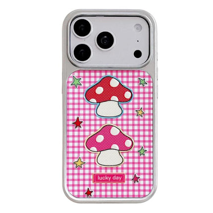 Electroplated Silver Frame Glitter Embossed Phone Case, For iPhone 17 Pro