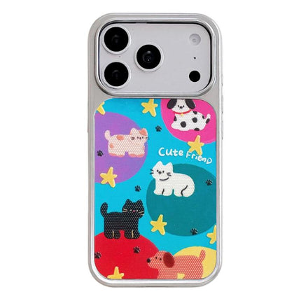Electroplated Silver Frame Glitter Embossed Phone Case, For iPhone 17 Pro
