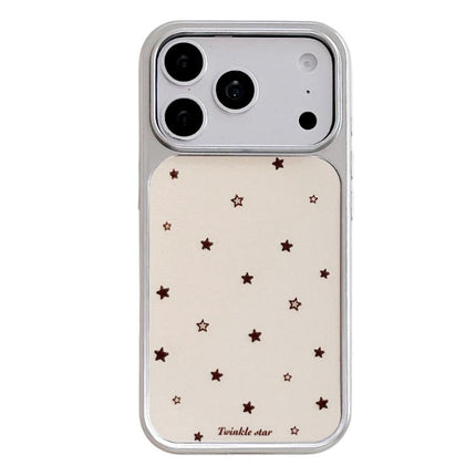 Electroplated Silver Frame Glitter Embossed Phone Case, For iPhone 17 Pro