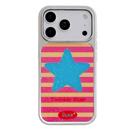 Electroplated Silver Frame Glitter Embossed Phone Case, For iPhone 17 Pro