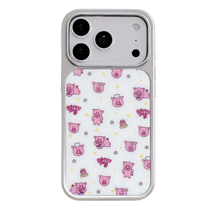 Electroplated Silver Frame Glitter Embossed Phone Case, For iPhone 17 Pro