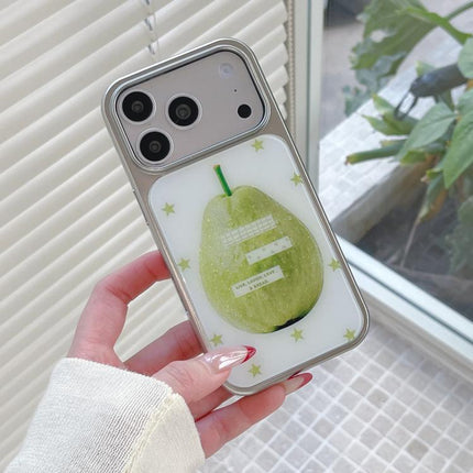 Electroplated Silver Frame Glitter Embossed Phone Case, For iPhone 17 Pro Max