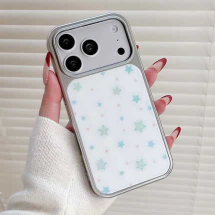 Electroplated Silver Frame Glitter Embossed Phone Case, For iPhone 17 Pro