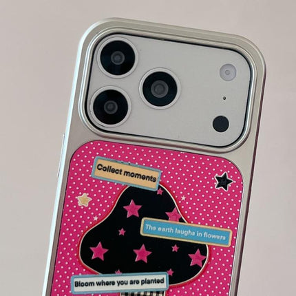 Electroplated Silver Frame Glitter Embossed Phone Case, For iPhone 17 Pro Max