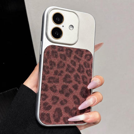 Large Window Full Coverage Glitter Leopard Print Phone Case, For iPhone 16 Pro Max, For iPhone 16 Pro, For iPhone 16 Plus, For iPhone 16