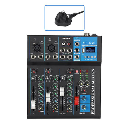 MG-04 4-Channel Multi-function Professional Bluetooth Live Streaming Recording Mixer, EU Plug, UK Plug, US Plug