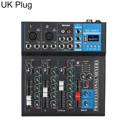 MG-04 4-Channel Multi-function Professional Bluetooth Live Streaming Recording Mixer, EU Plug, UK Plug, US Plug