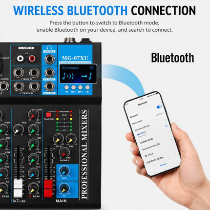 MG-04 4-Channel Multi-function Professional Bluetooth Live Streaming Recording Mixer, EU Plug, UK Plug, US Plug