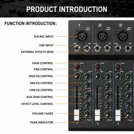 MG-04 4-Channel Multi-function Professional Bluetooth Live Streaming Recording Mixer, EU Plug, UK Plug, US Plug