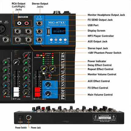 MG-04 4-Channel Multi-function Professional Bluetooth Live Streaming Recording Mixer, EU Plug, UK Plug, US Plug