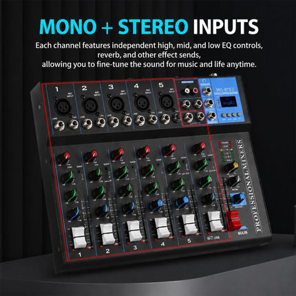 MG-04 4-Channel Multi-function Professional Bluetooth Live Streaming Recording Mixer, EU Plug, UK Plug, US Plug
