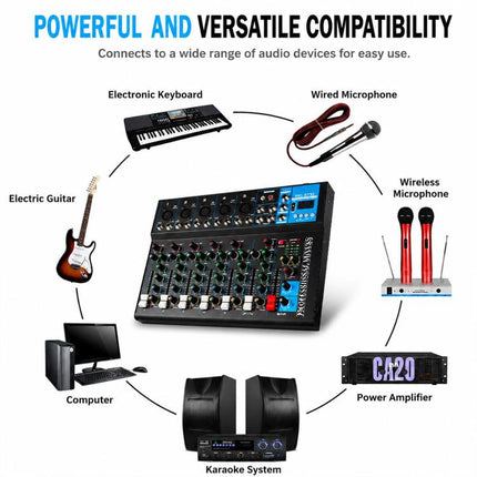 MG-04 4-Channel Multi-function Professional Bluetooth Live Streaming Recording Mixer, EU Plug, UK Plug, US Plug