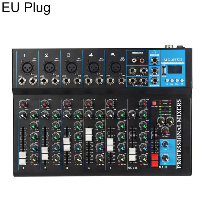 MG-07 7-Channel Multi-function Professional Bluetooth Live Streaming Recording Mixer, EU Plug, UK Plug, US Plug