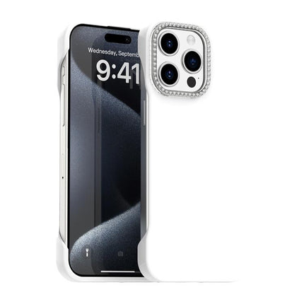 Candy Diamond Half-frame Frosted PC Hybrid TPU Phone Case, For iPhone 16 Plus, For iPhone 16, For iPhone 15 Pro Max
