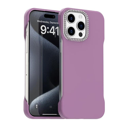 Candy Diamond Half-frame Frosted PC Hybrid TPU Phone Case, For iPhone 16 Plus, For iPhone 16, For iPhone 15 Pro Max