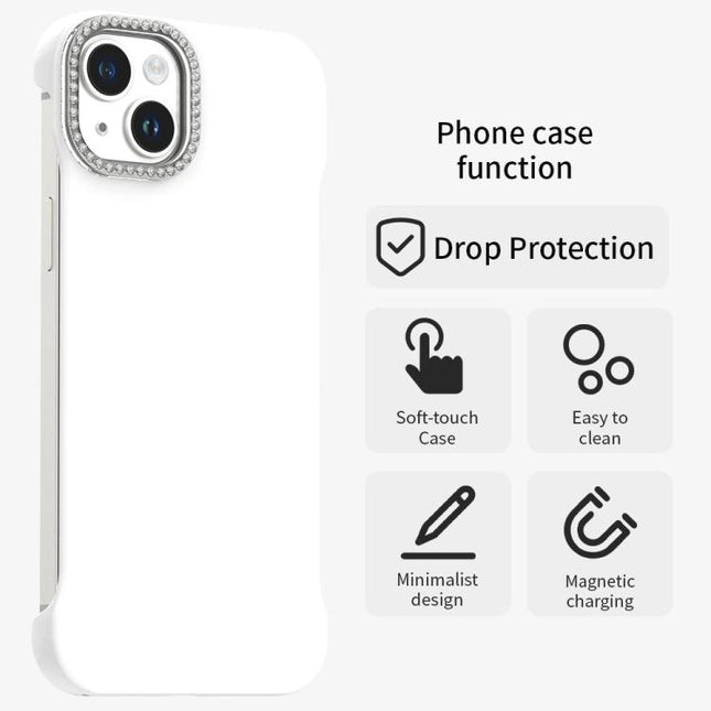 Candy Diamond Half-frame Frosted PC Hybrid TPU Phone Case, For iPhone 14 Plus, For iPhone 14, For iPhone 14 Pro